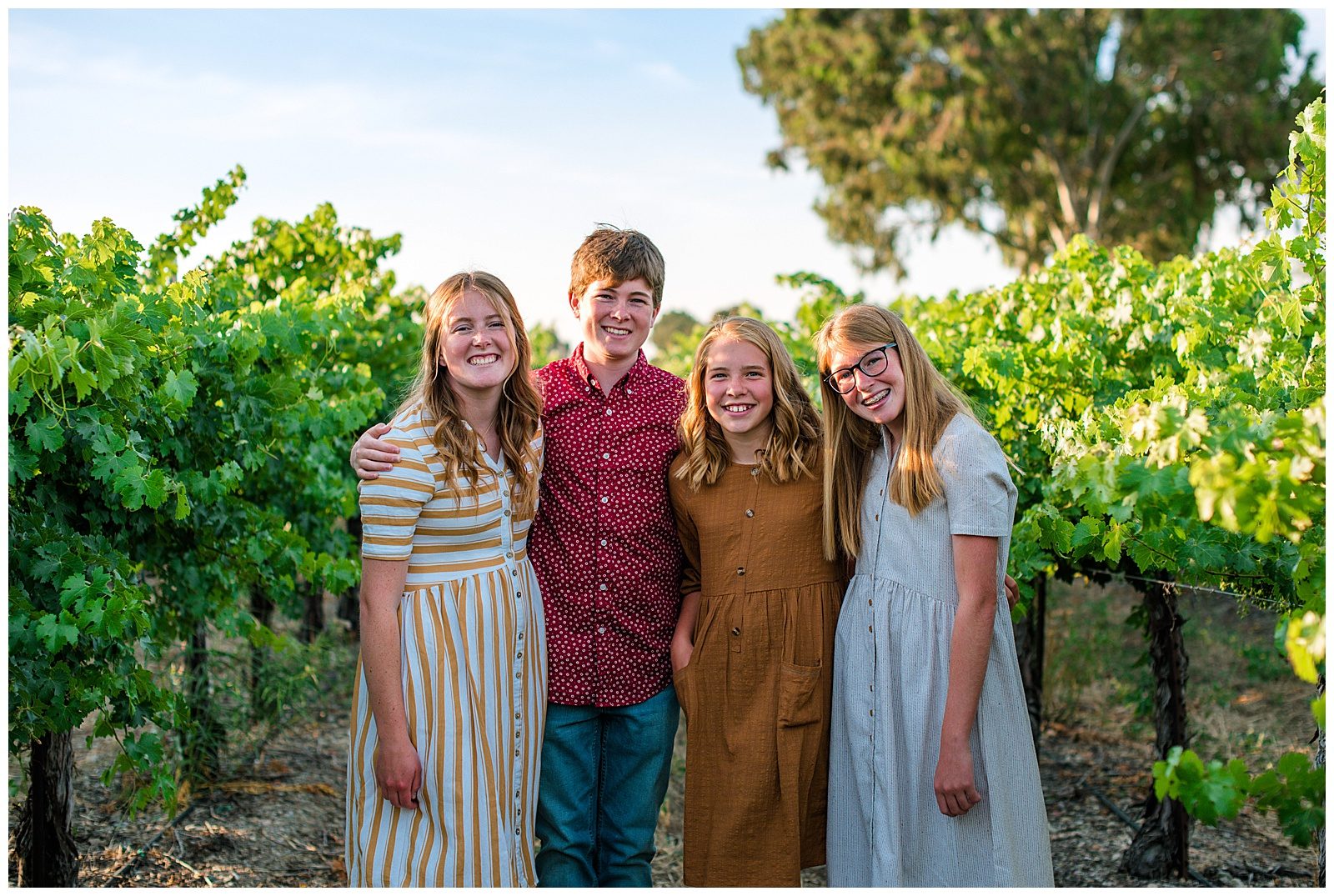 Vineyard family photos of four teenage siblings