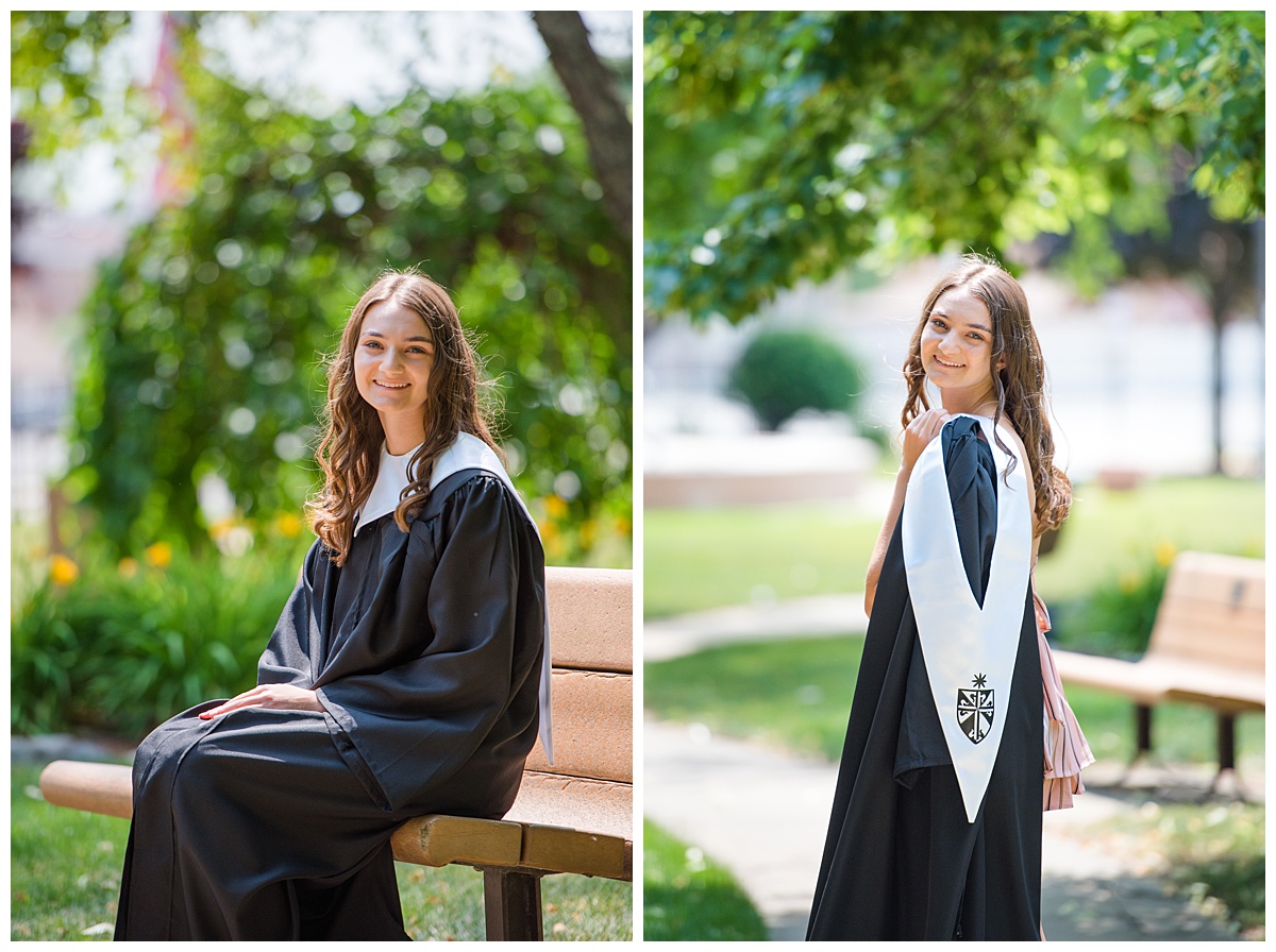 High school senior girl portraits with graduation robes by Chicago senior photographer Kristen Hazelton