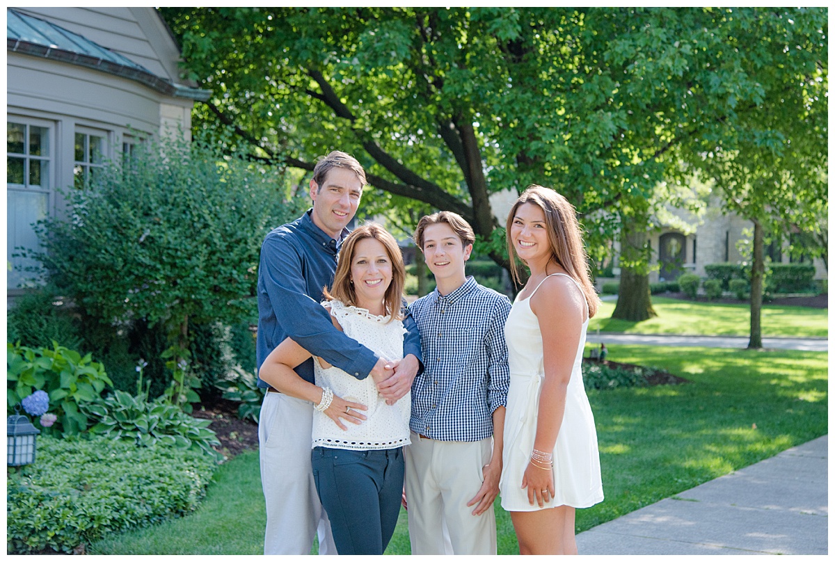 Family of four posing for a portrait in River Forest, IL