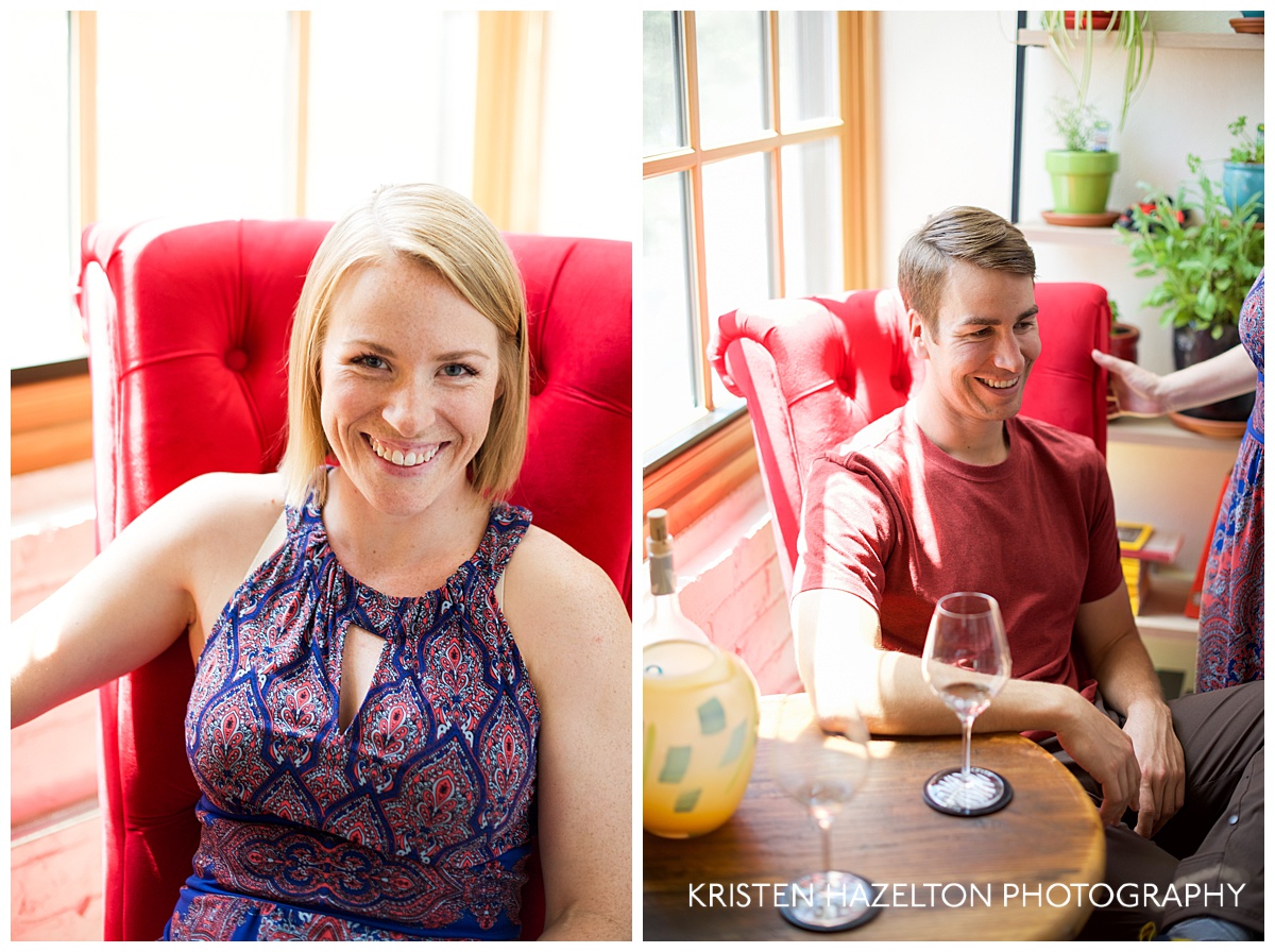 Individual portraits of an engaged couple in a collage