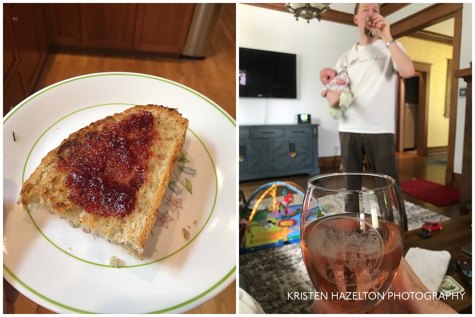 Toast with jam and a cocktail