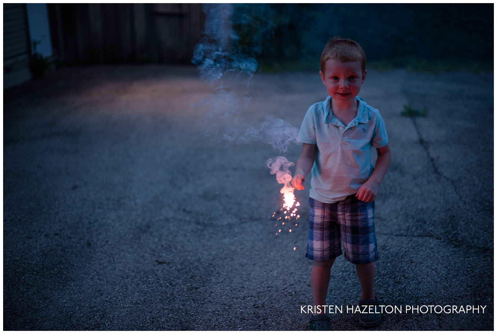 Excited toddler with a sparkler