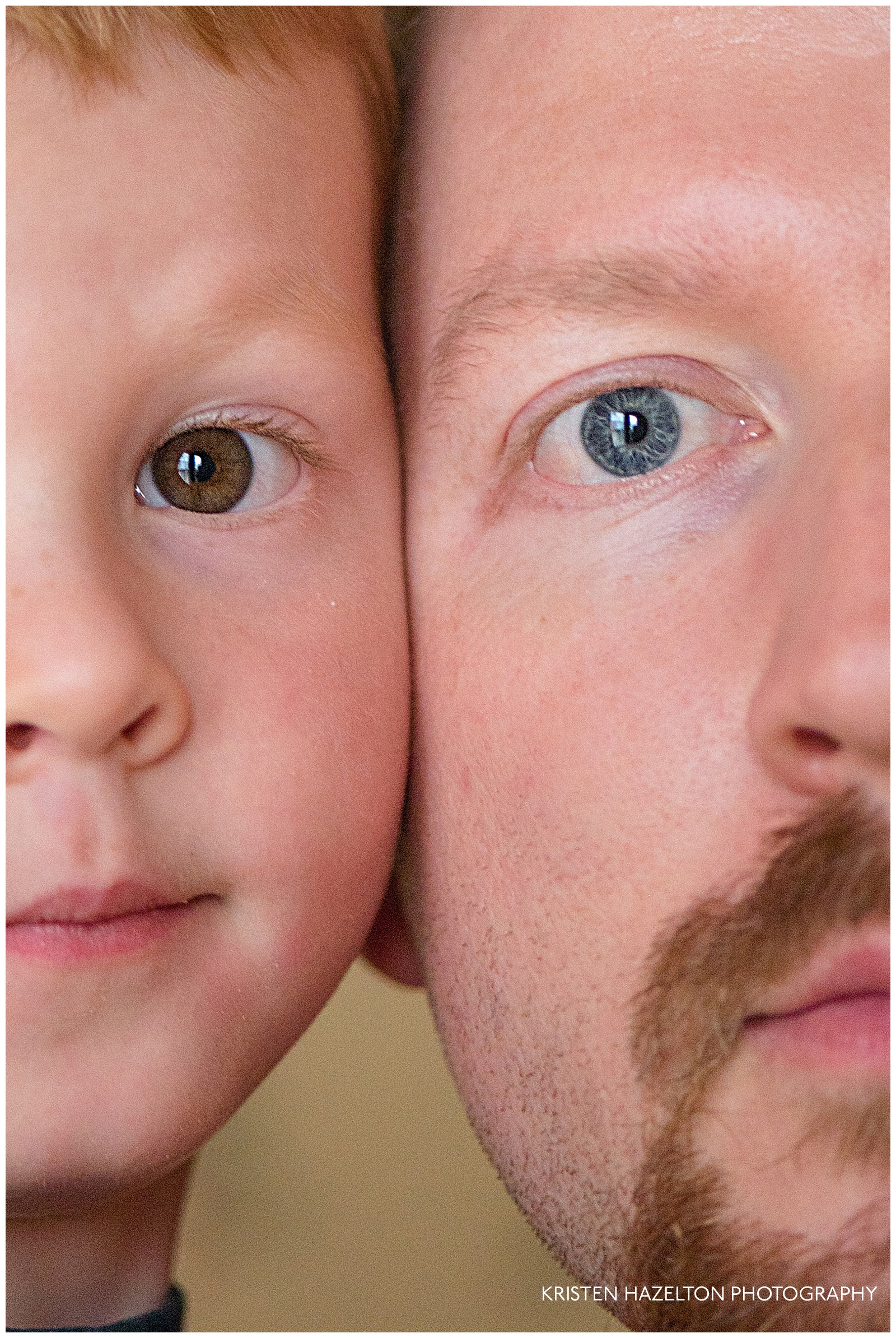 Closeup of Dad and toddler son's eyes