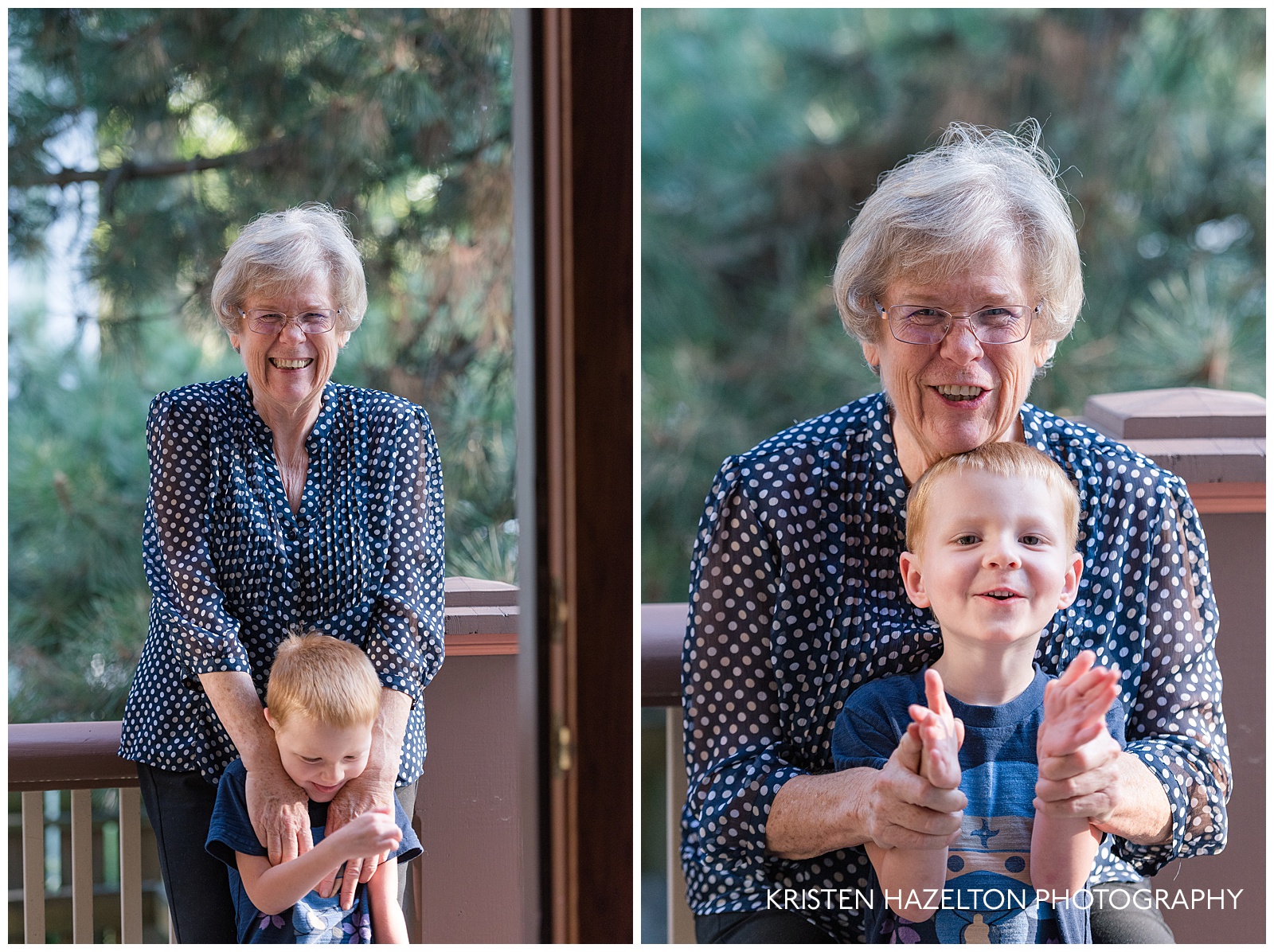 Grandmother playing with her four year old grandson