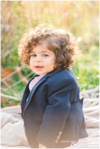 Backlit portrait of a one year old boy