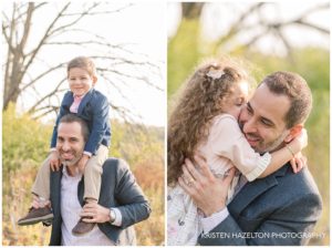 Father holding his three year old son and four year old daughter