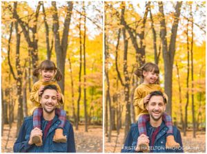 Father holding his two year old daughter on his shoulders