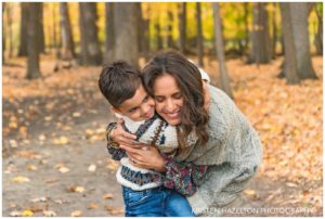 Mother getting a hug from her son