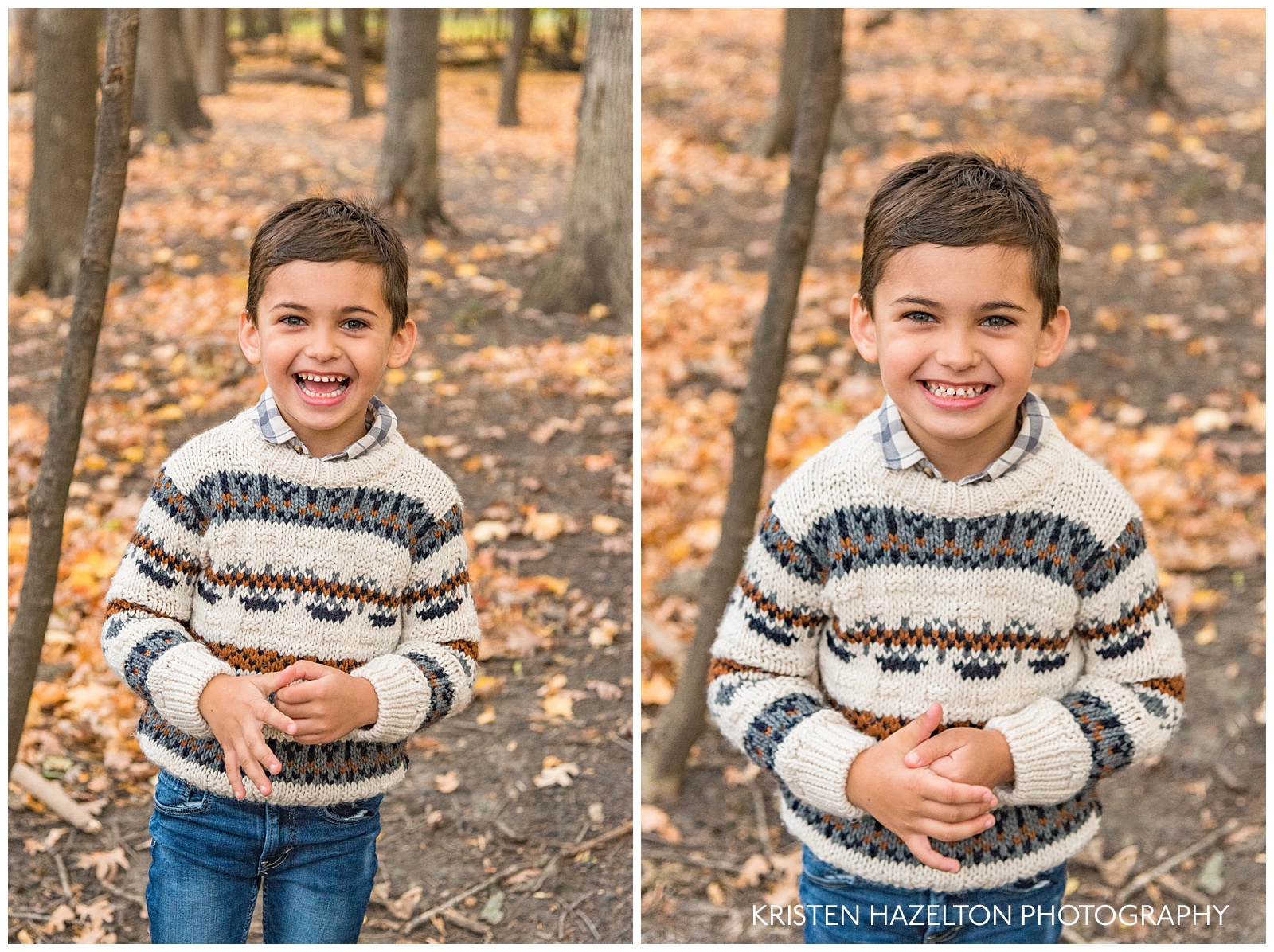Portraits of a cheerful five year old boy