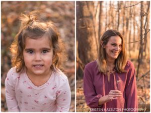 Fall family portraits of a family of four at Thatcher Woods, River Forest, IL