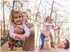Dad tossing two-year-old toddler in the air