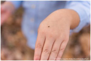 Closeup shot of an ant crawling on a little boy's hand