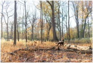 Senior portraits with a guitar at Thatcher Woods in River Forest, IL
