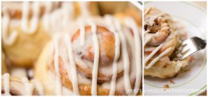 Closeup shots of cinnamon rolls from Oak Park bakery Pastry Revival