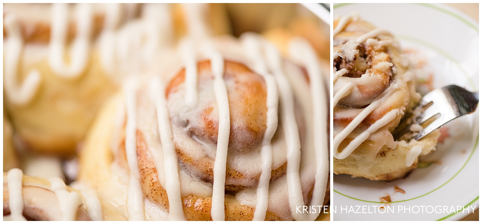 Closeup shots of cinnamon rolls from Oak Park bakery Pastry Revival