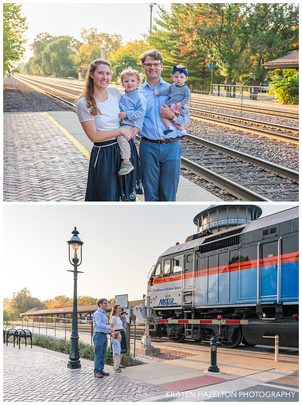 Train-watching family portraits by Oak Park, IL photographer Kristen Hazelton
