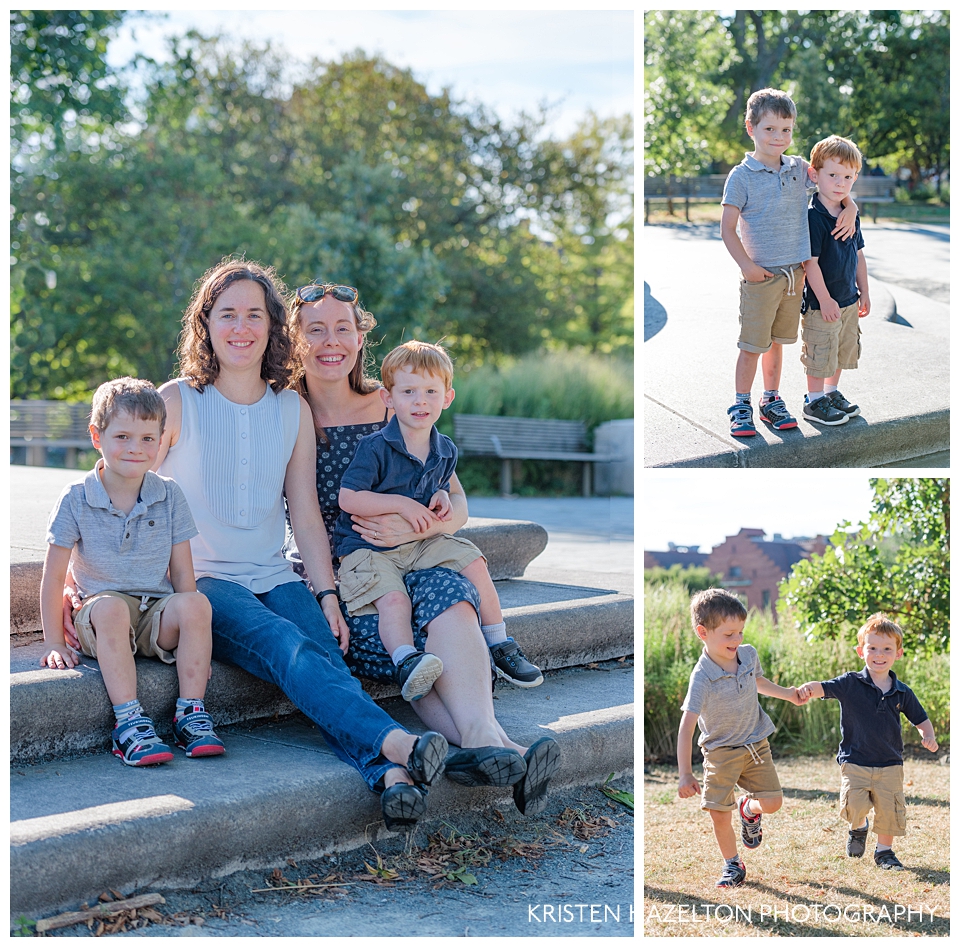 Family portraits with two moms and two sons by Oak Park, IL photographer Kristen Hazelton