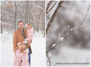Dad and daughters at a Snowfall photoshoot