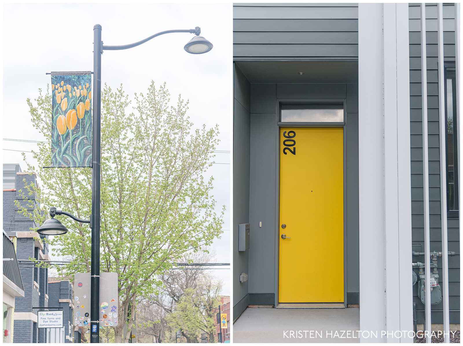 Yellow door on the 200 block of Harrison St