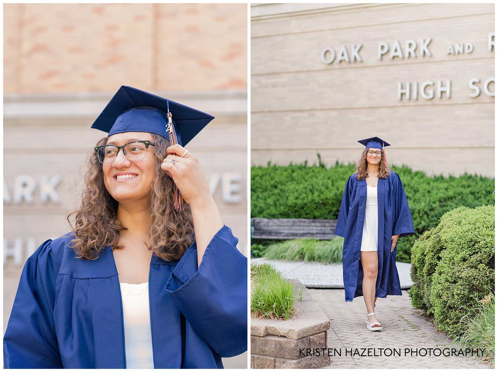 OPRFHS Senior Photos of a graduate holding her tassel