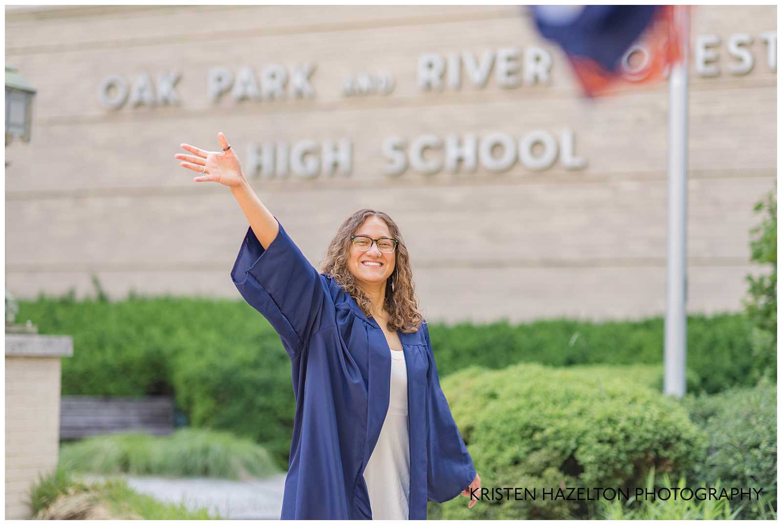 Oak Park River Forest High School graduate throwing her cap
