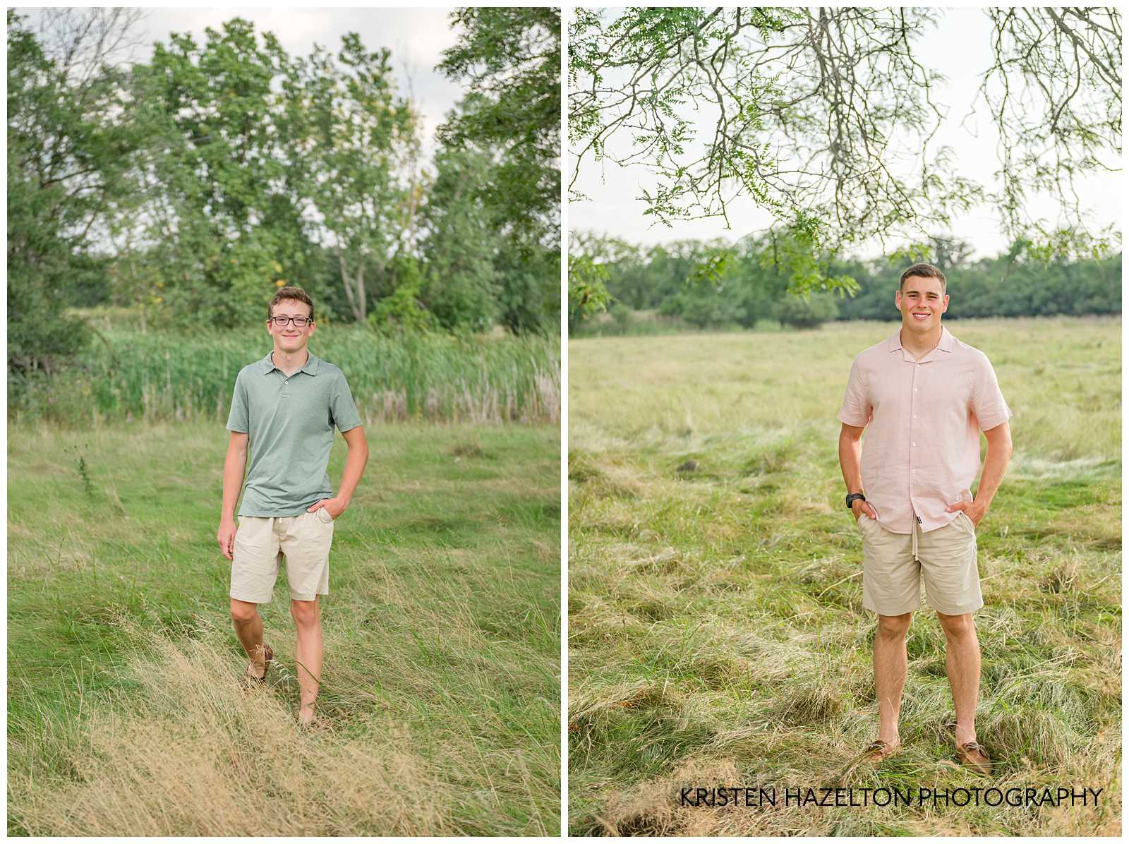 Teenage boys standing in a field
