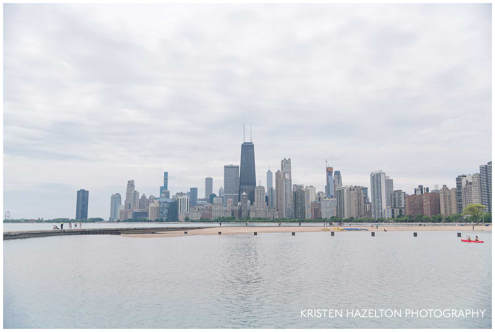the downtown Chicago skyline from Photography Point at North Avenue Beach