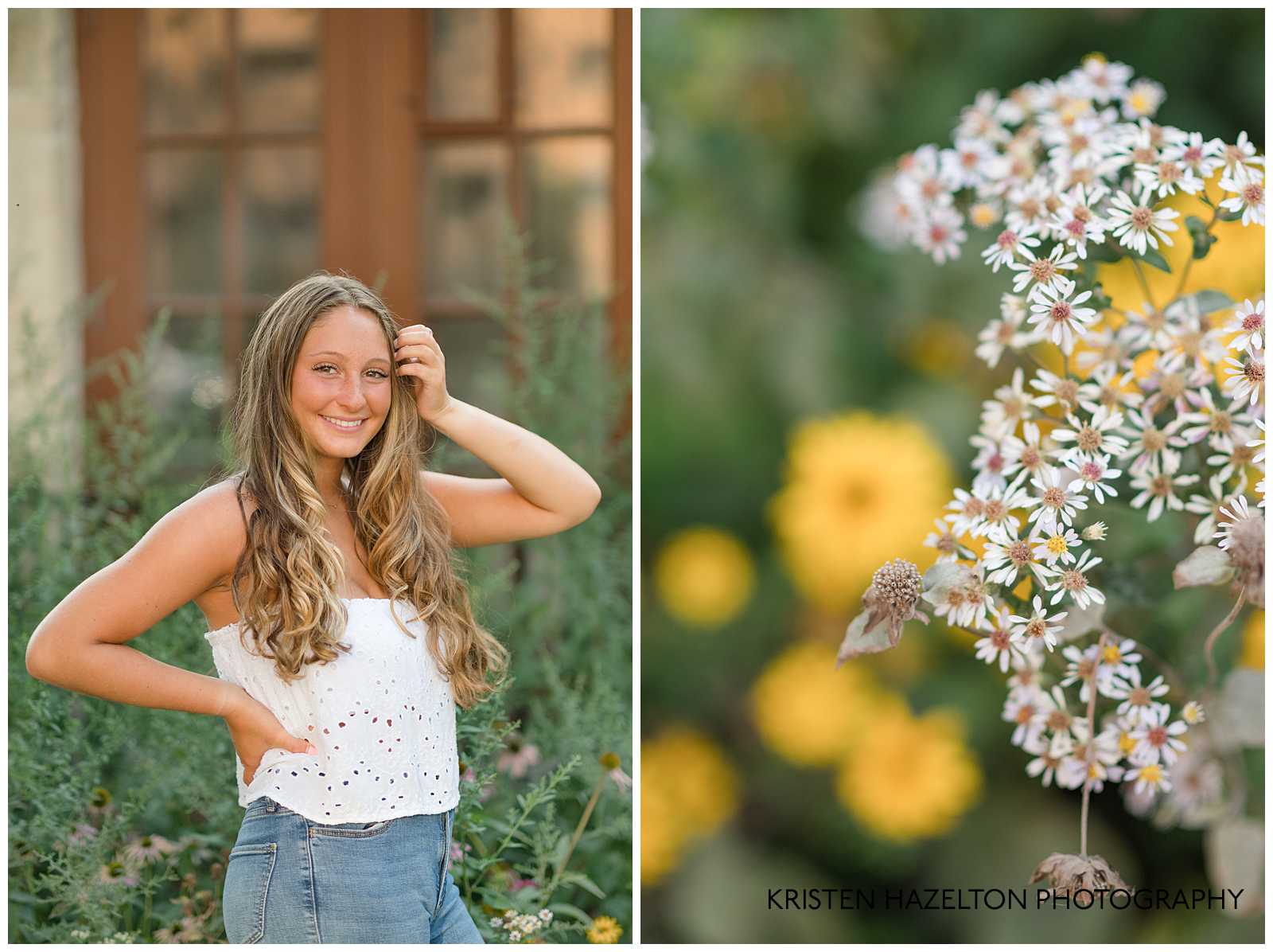 high school senior girl pulling her hair out of the way for her OPRF Senior Pictures 