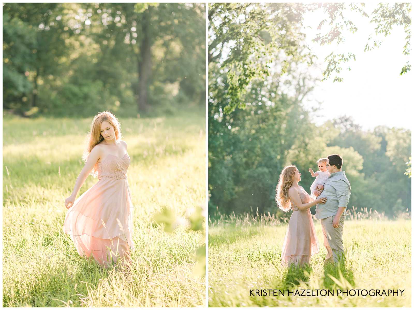 Family photos in a sunny meadow by Riverside, IL family photographer Kristen Hazelton