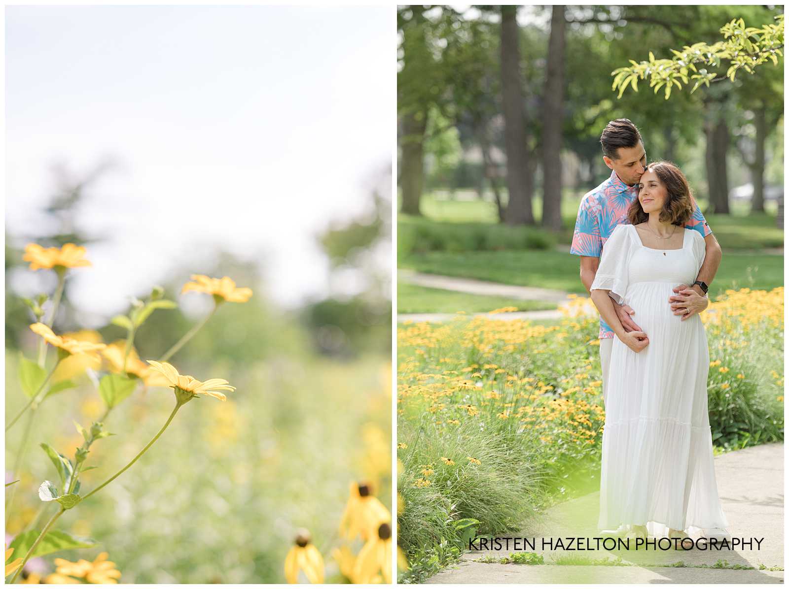 Maternity photos of a husband and wife at Lindberg Park by Oak Park, IL photographer Kristen Hazelton