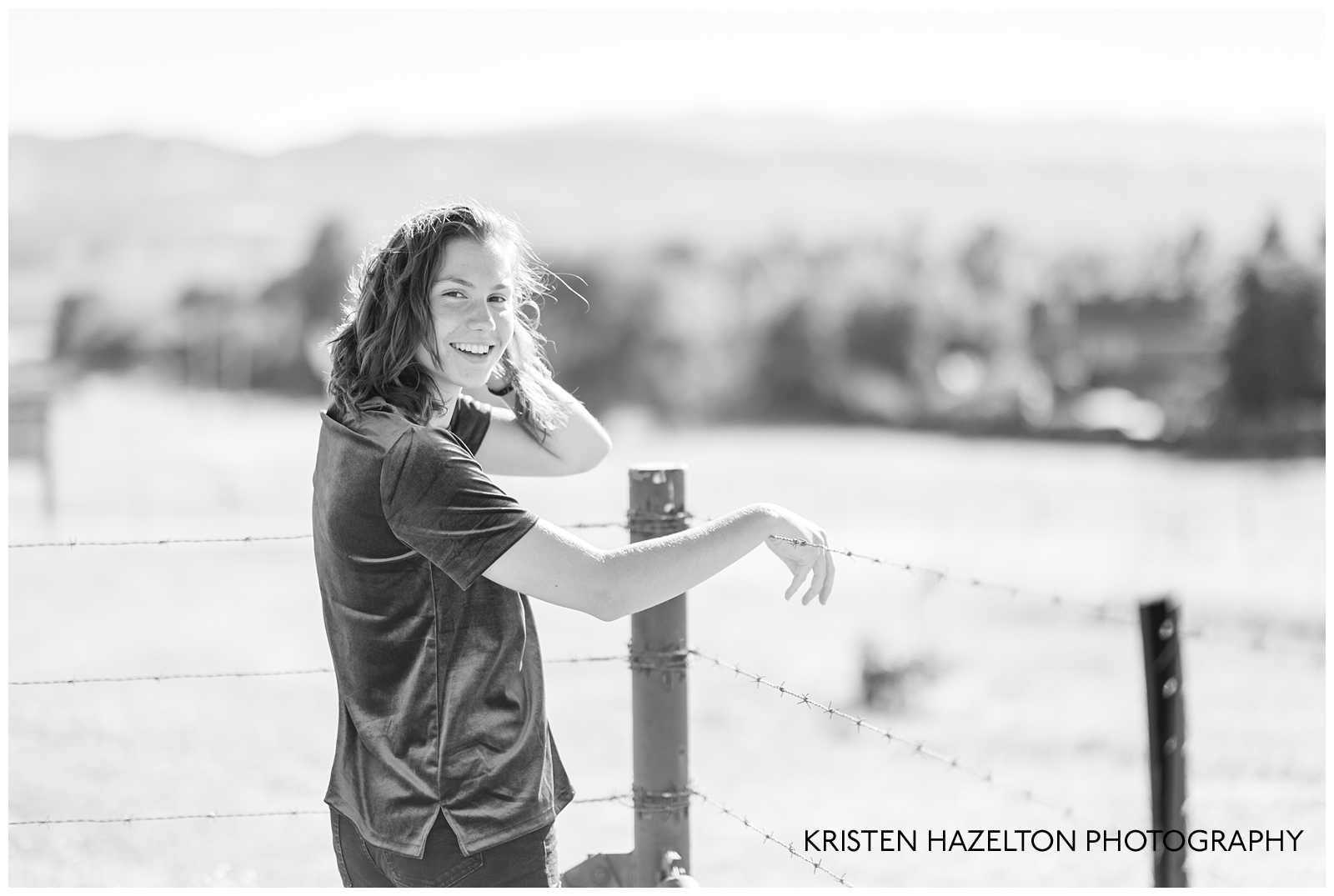 black and white photo of a high school senior girl by livermore, ca senior photographer Kristen Hazelton