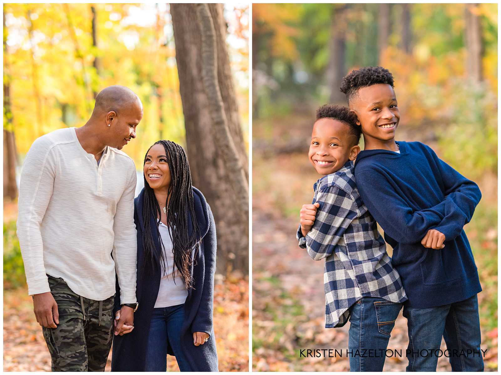 Portraits of Mom and Dad and two brothers at a Oak Park IL Fall Mini Session