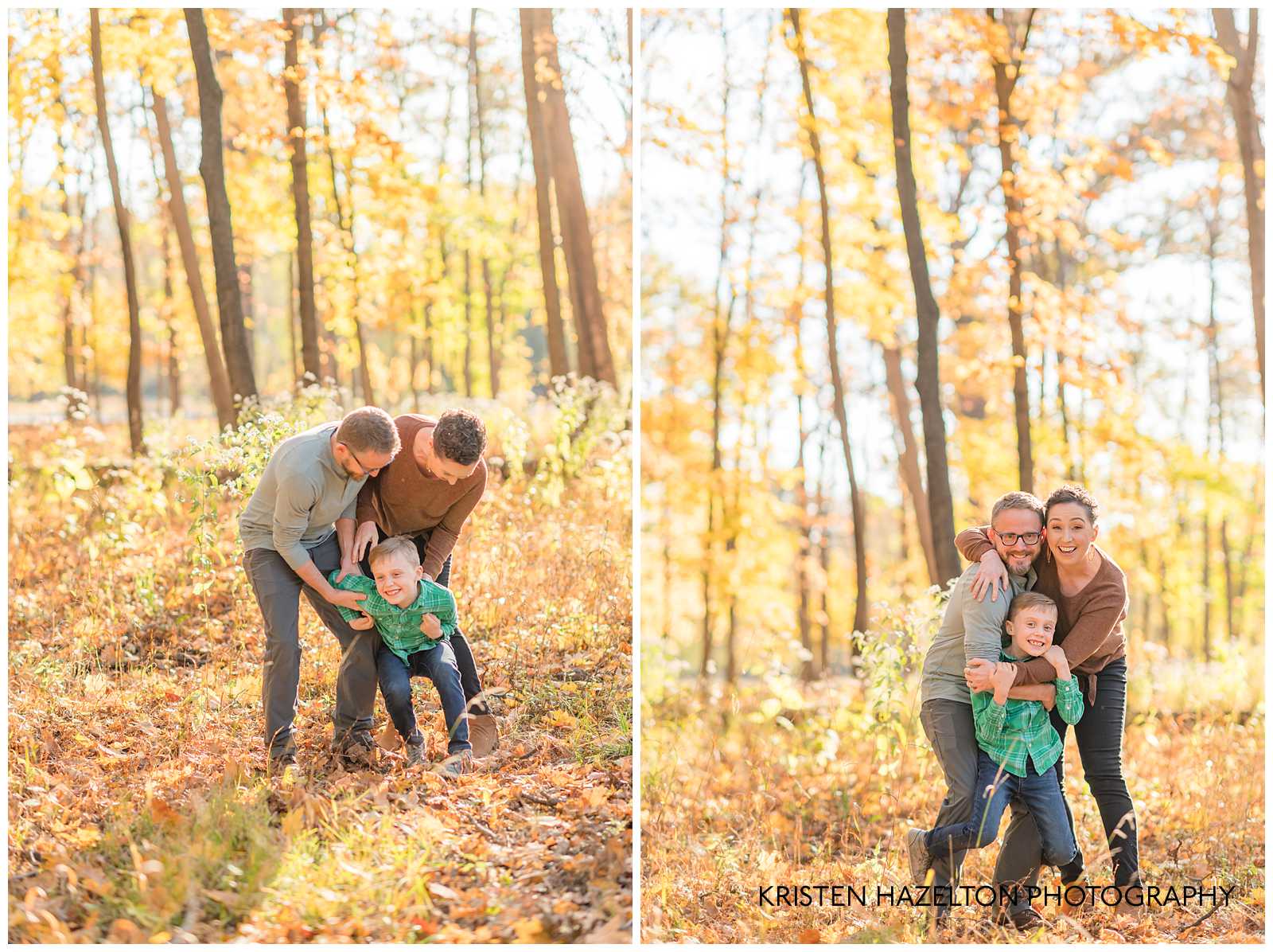 Family tickle fight at a River Forest IL Fall Mini Session