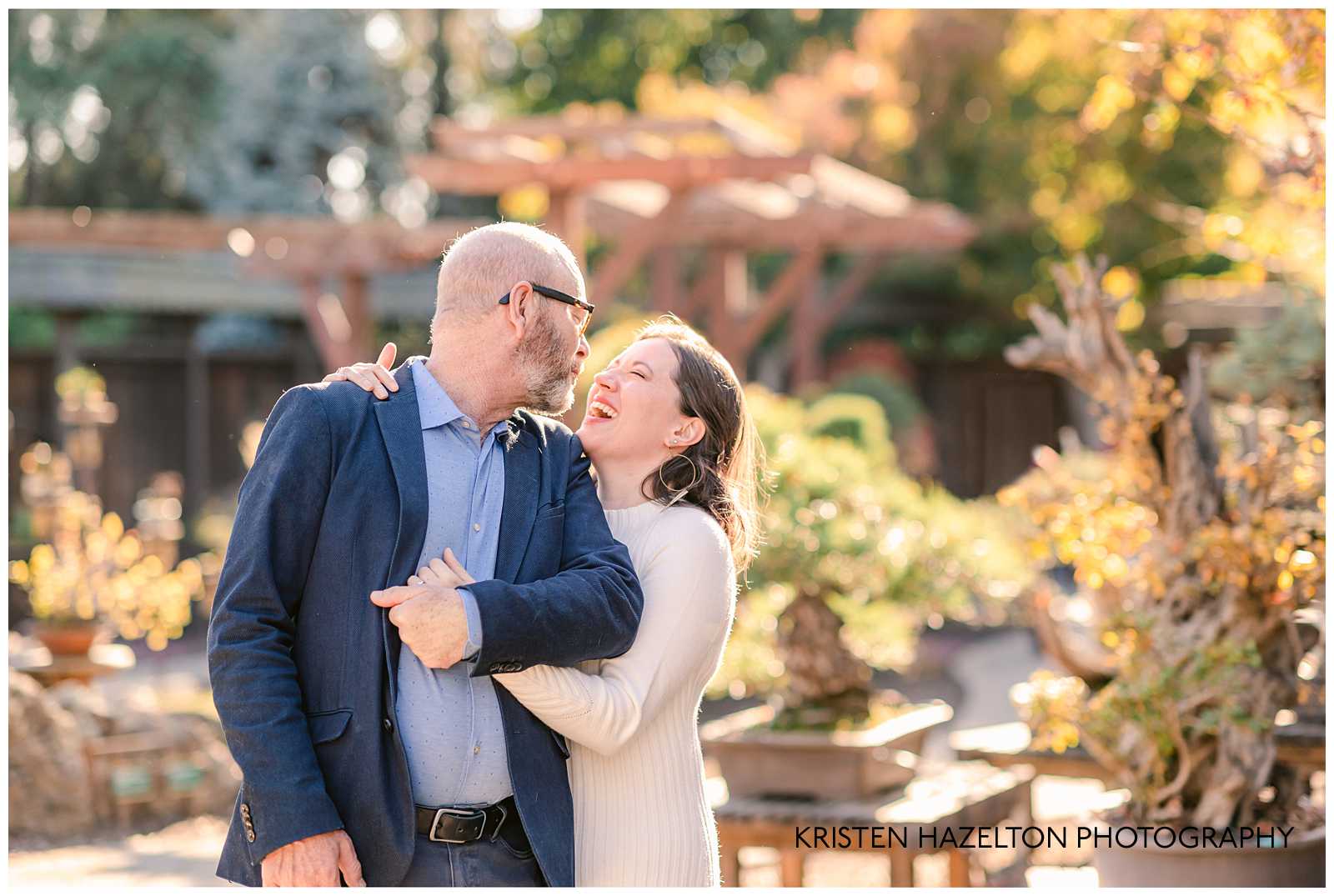Man and woman laughing in photos by Bay Area Engagement Photographer Kristen Hazelton