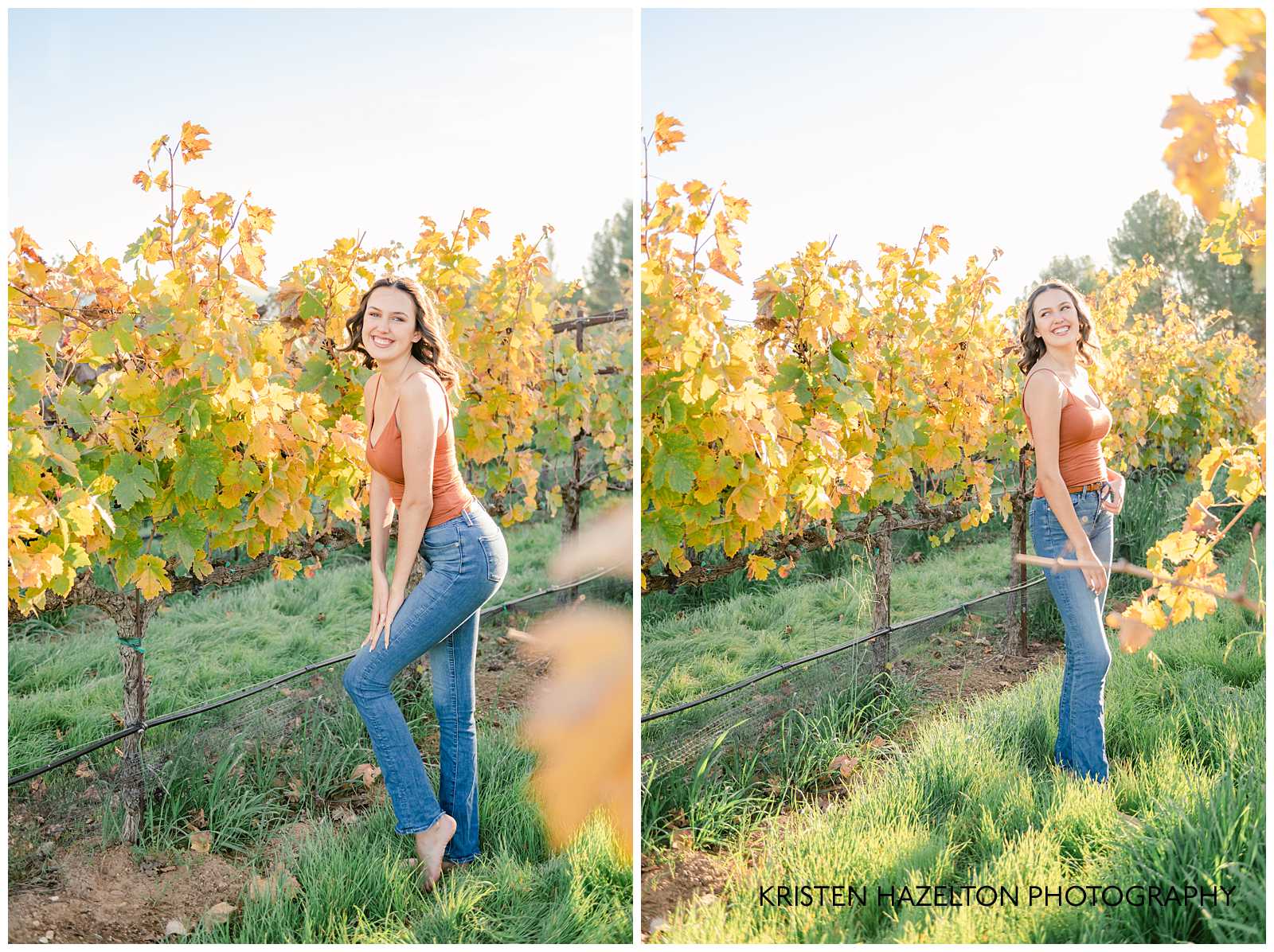 Girl standing in a vineyard by Livermore Senior Photographer Kristen Hazelton