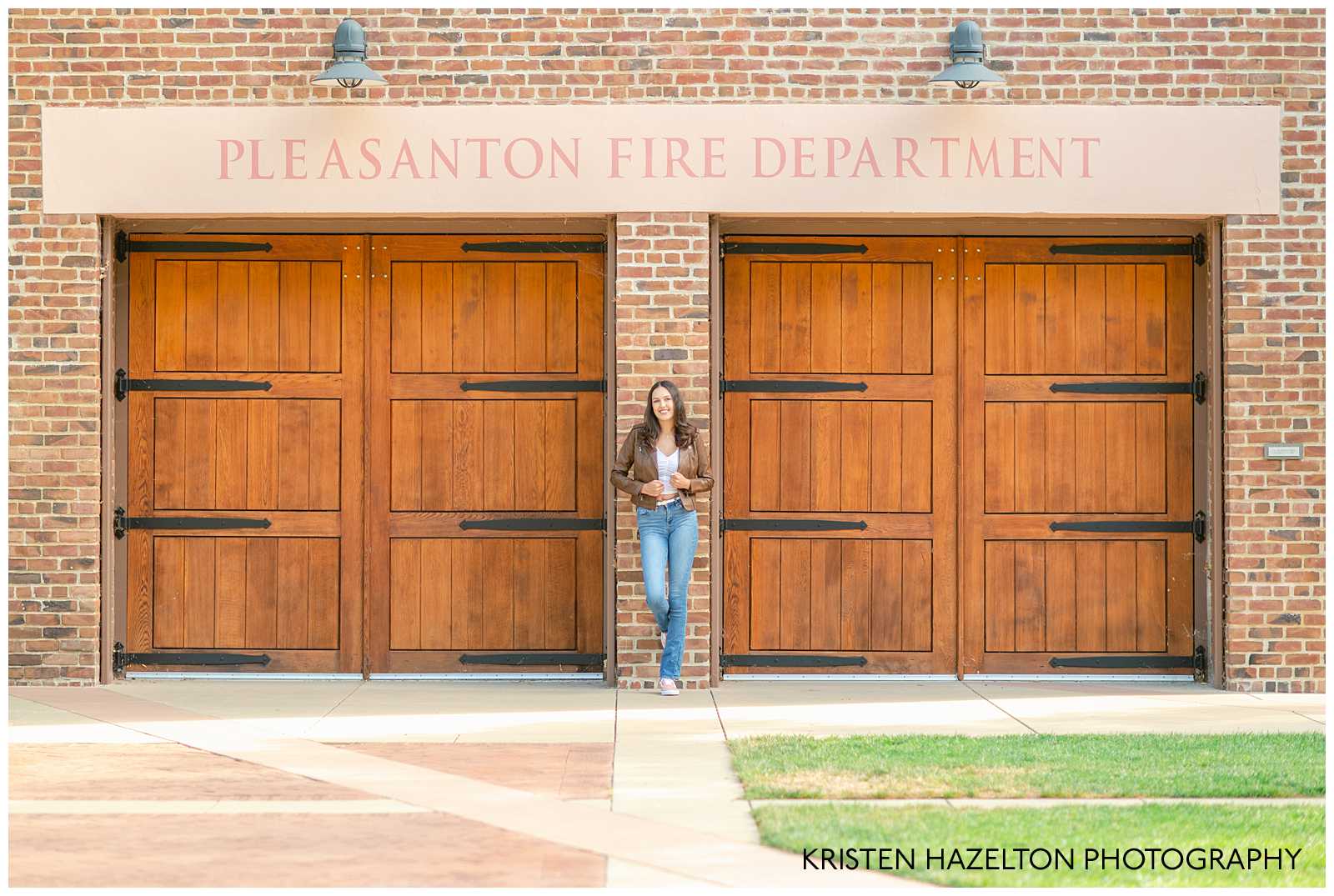 Senior photos at the Pleasanton Fire Department by by Pleasanton CA senior photographer Kristen Hazelton