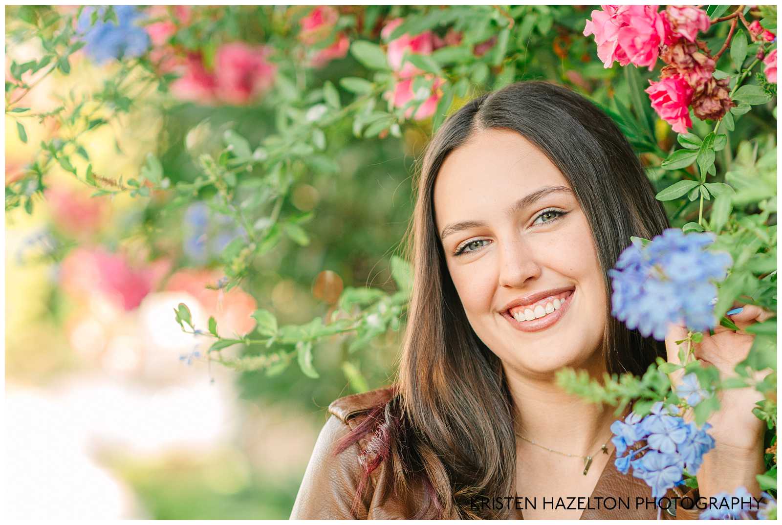 senior photos with flowers by Pleasanton CA senior photographer Kristen Hazelton
