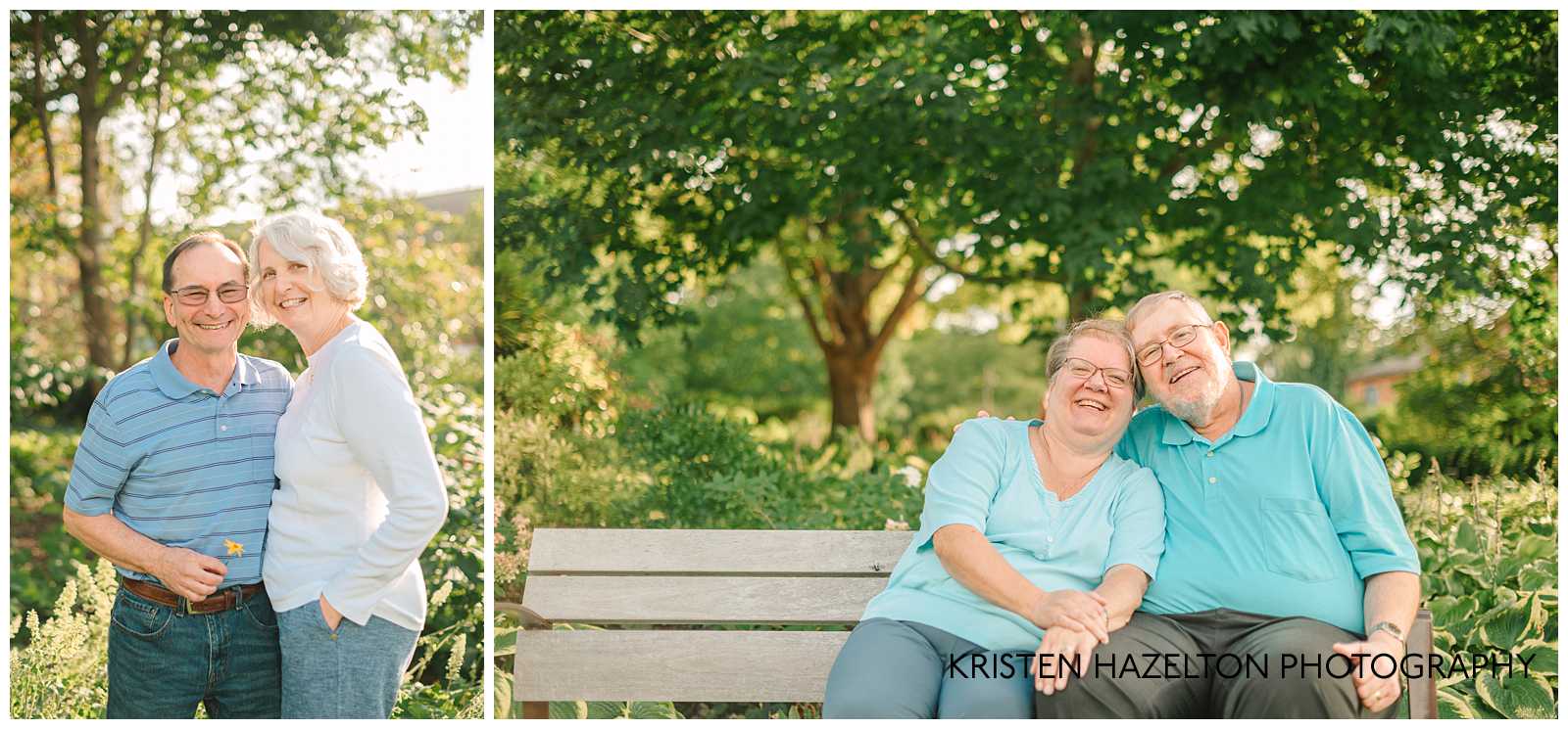 Portraits of grandparents at extended family photos at Cantigny Park. 