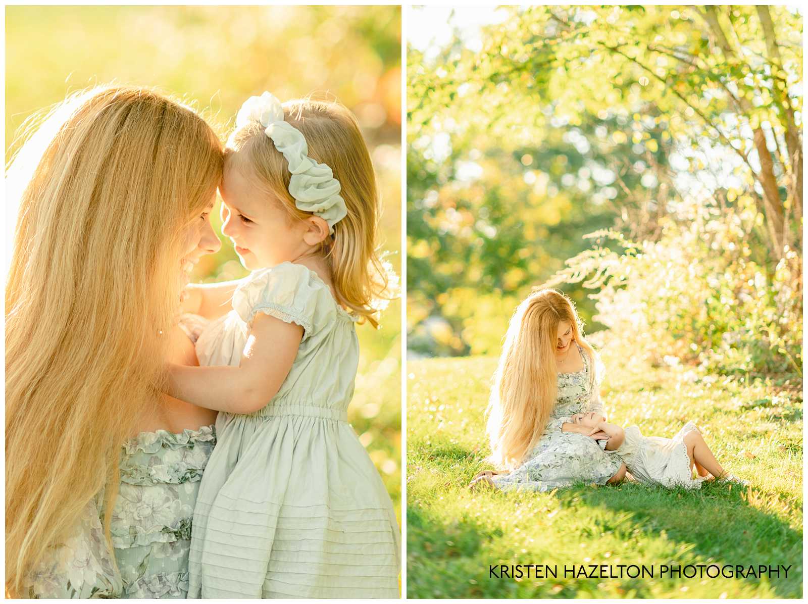 Mom and toddler daughter nose to nose in their Hinsdale family photos