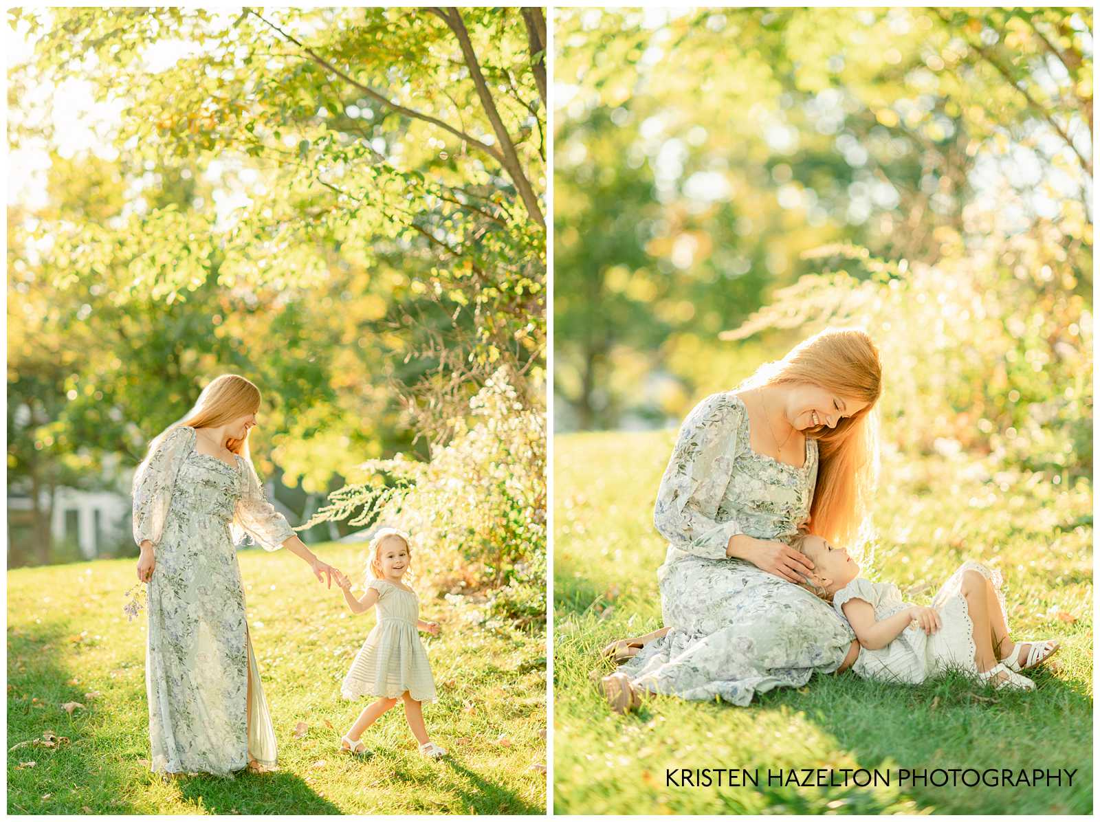 Mom playing with her toddler daughter in her Hinsdale family photos