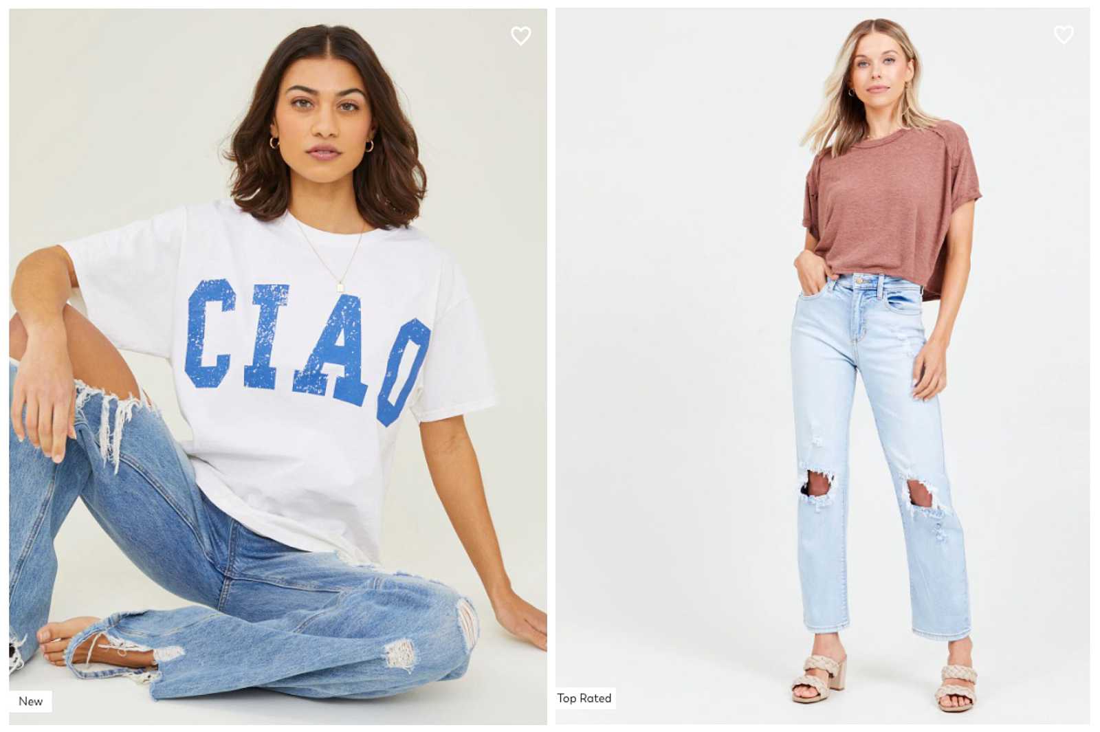 Spring Senior Photo Outfit Ideas: ciao graphic tee paired with distressed blue jeans