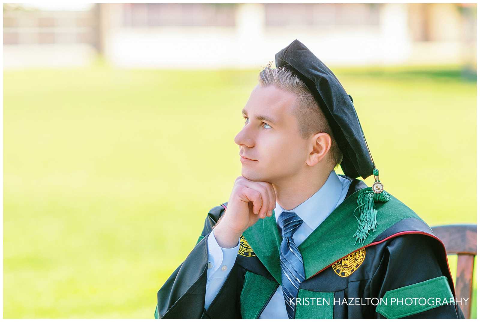 Loyola University Chicago graduation photos - medical doctor in advanced degree cap and gown