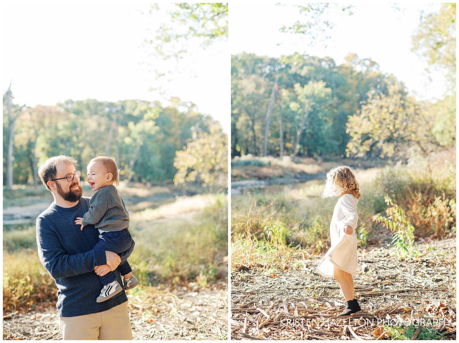 Family photos at the Fullersburg Woods Nature Education Center
