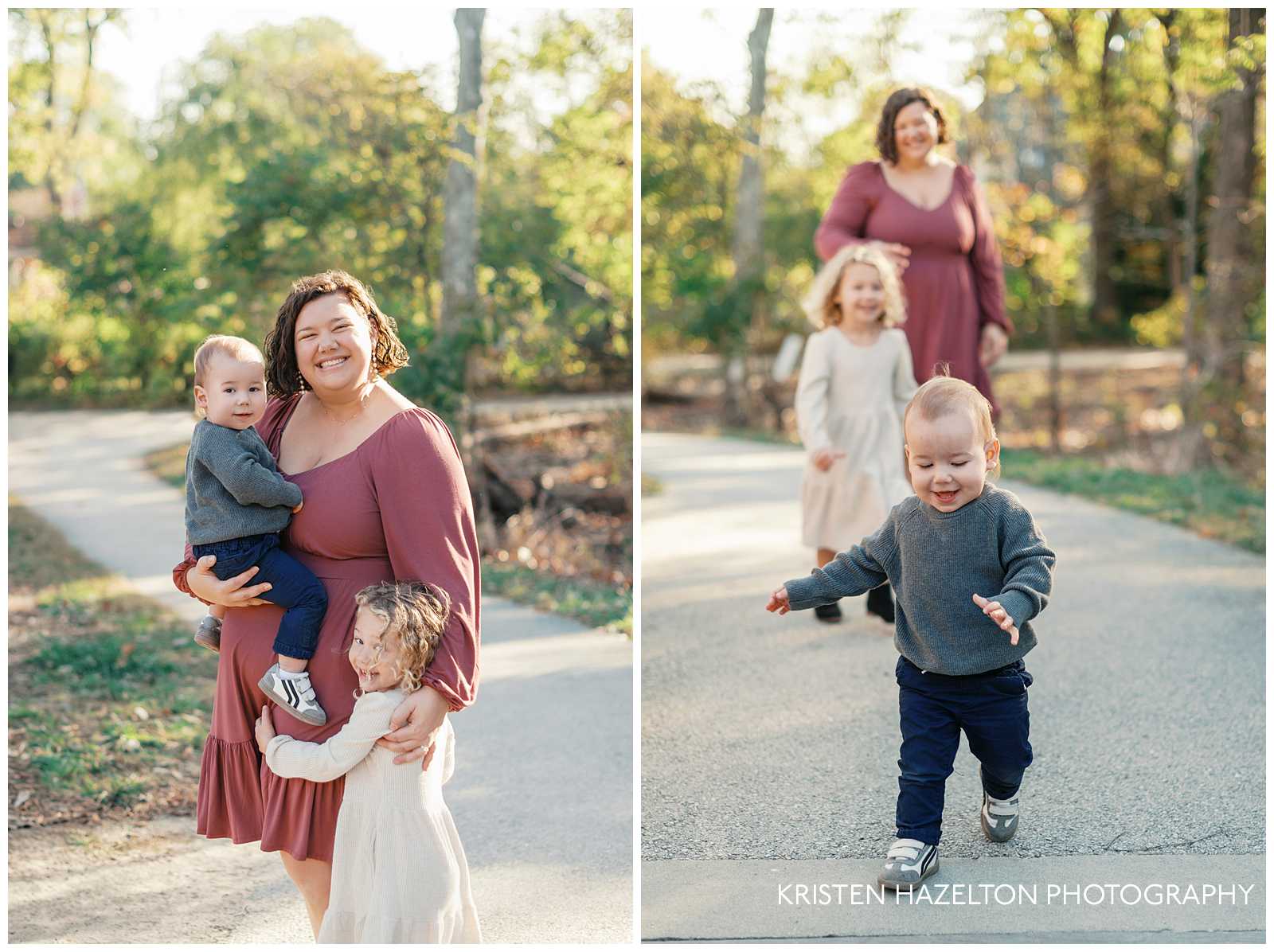Mom and her toddler daughter and son at the Fullersburg Woods Nature Education Center