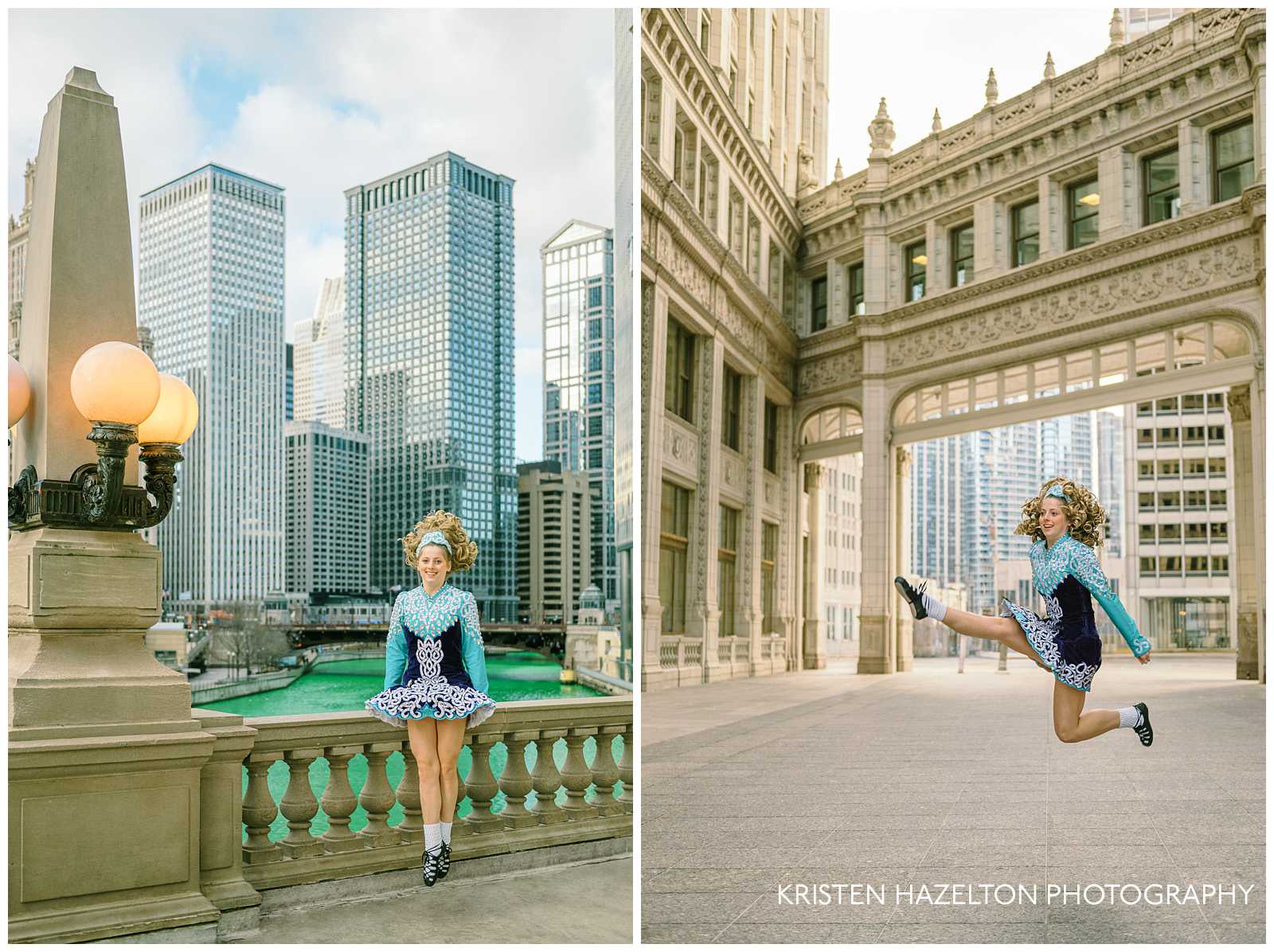 Irish dancing photography in downtown Chicago on St Patrick's Day