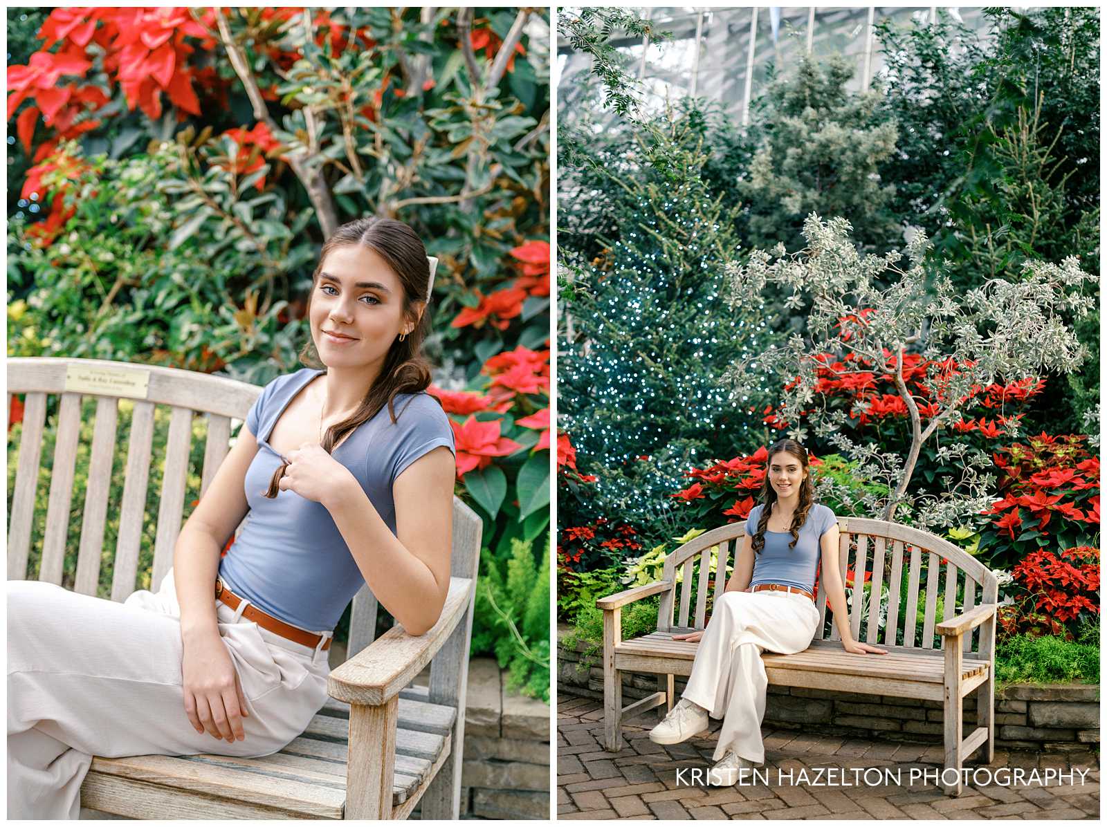 Christmas senior photos at the Garfield Park Conservatory in Chicago