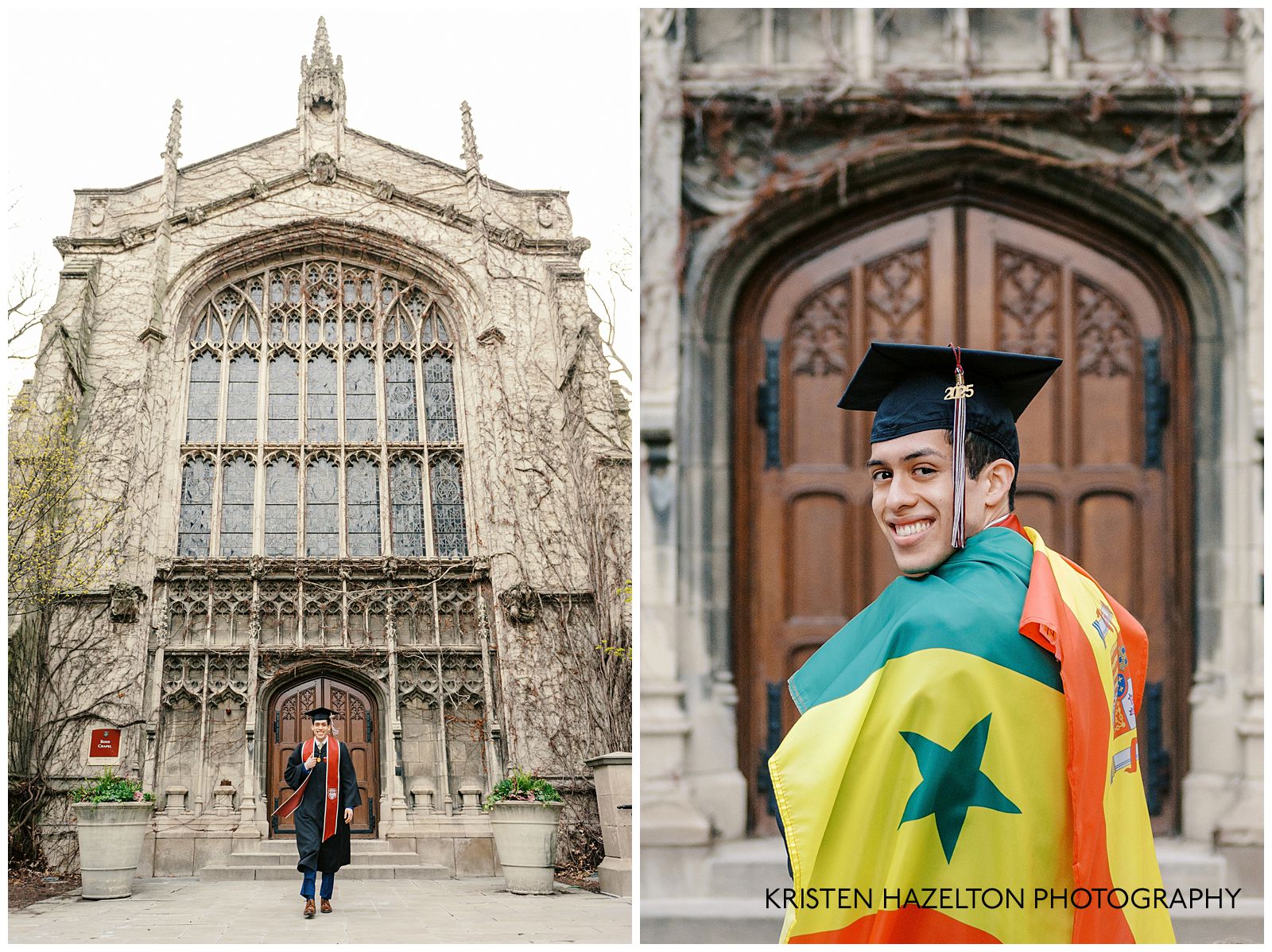 Graduate holding the flag for Spain